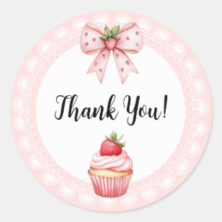 Strawberry Cupcake Baby Shower Danke Stickers