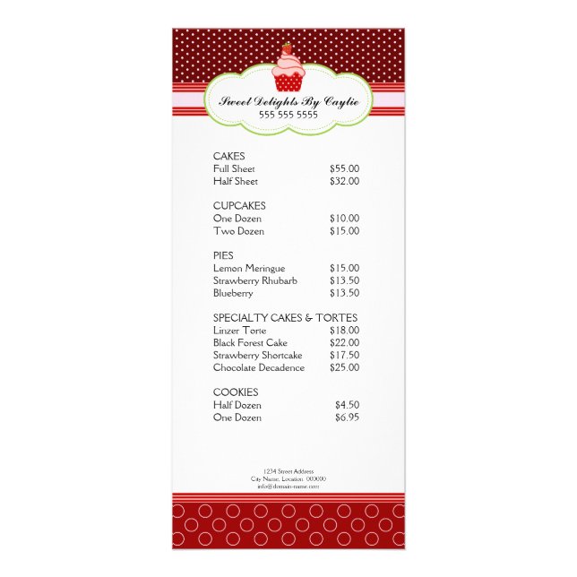 Strawberry Cupcake Bakery Rack Card Werbekarte (Vorne)