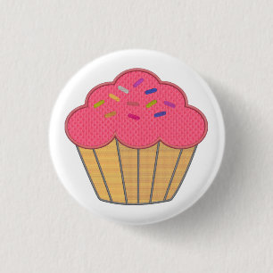 Strawberry Cupcake Imitate Stickerei drucken Button