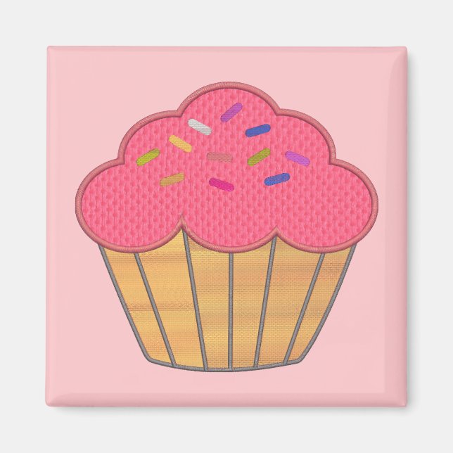 Strawberry Cupcake Imitate Stickerei drucken Magnet (Vorne)