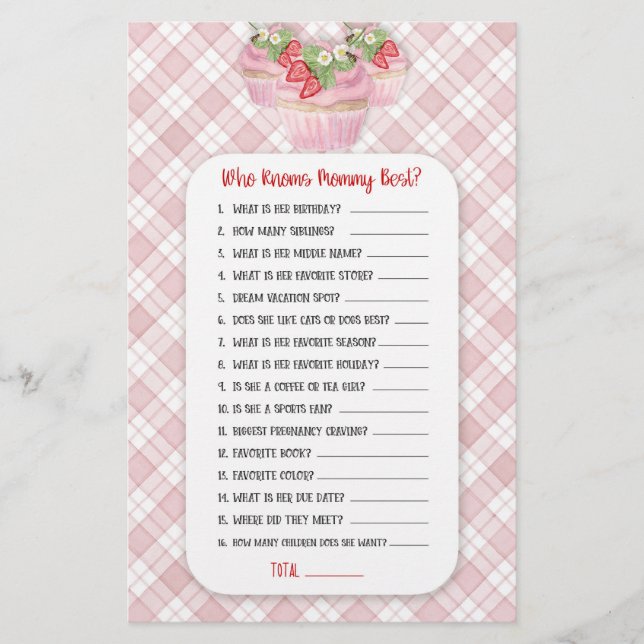 Strawberry Cupcake Pink Baby to Bee Shower Game Flyer (Vorne)