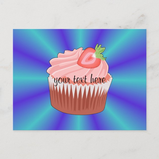 Strawberry Cupcake Postcard Postkarte (Vorderseite)
