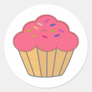 Strawberry Cupcake Stickerei Print Runder Aufkleber