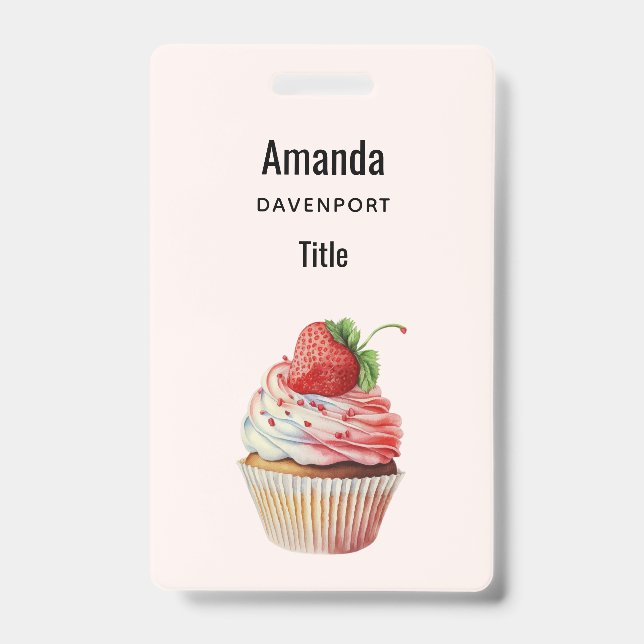 Strawberry Cupcake Sweet Dessert Ausweis (Vorderseite)