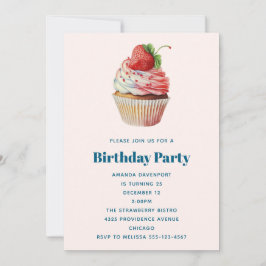 Strawberry Cupcake Sweet Dessert Geburtstag Einladung