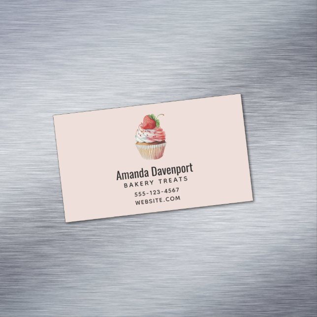Strawberry Cupcake Sweet Dessert Magnetische Visitenkarte (Beispiel)