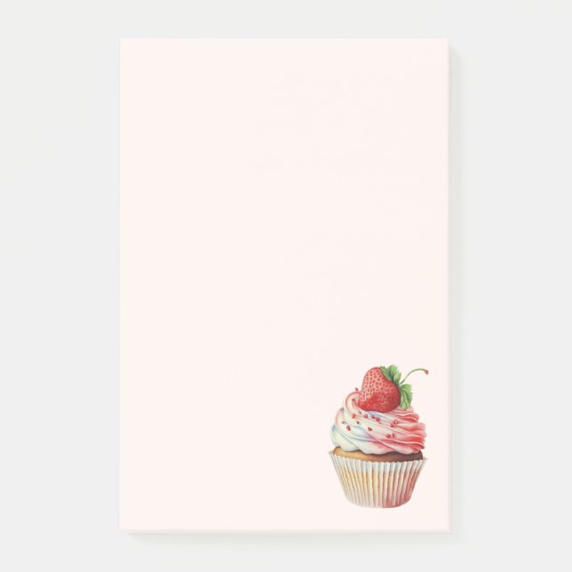 Strawberry Cupcake Sweet Dessert Post-it Klebezettel (Vorderseite)