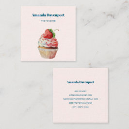 Strawberry Cupcake Sweet Dessert Quadratische Visitenkarte