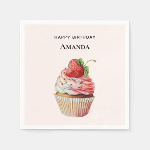 Strawberry Cupcake Sweet Dessert Serviette