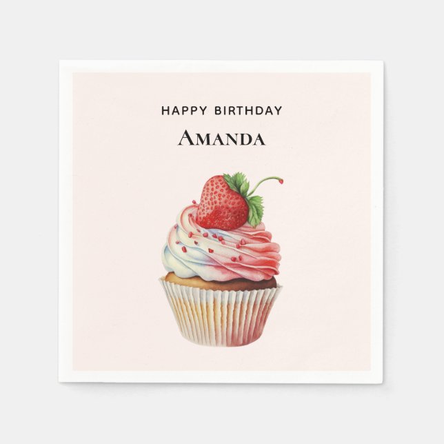 Strawberry Cupcake Sweet Dessert Serviette (Vorderseite)