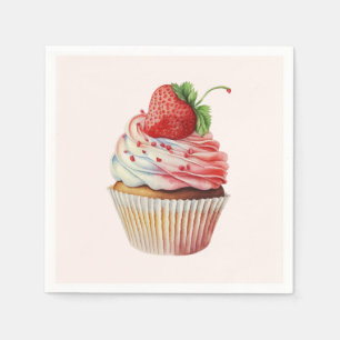 Strawberry Cupcake Sweet Dessert Serviette