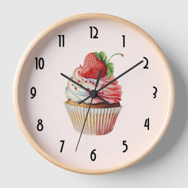 Strawberry Cupcake Sweet Dessert Uhr (Vorderseite)