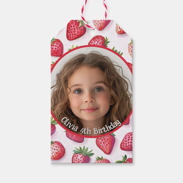 Strawberry Custom Foto and name Paper Plate Geschenkanhänger (Vorderseite)