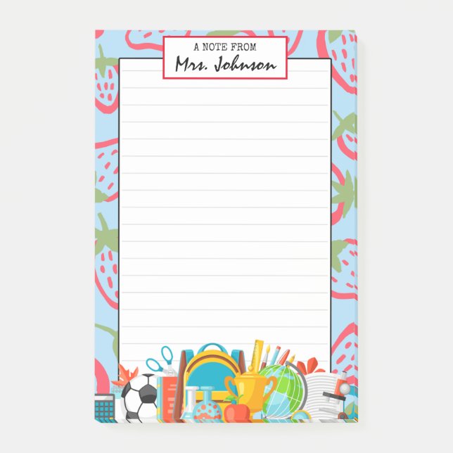Strawberry Custom Niedlich Teacher Post-it Notes Klebezettel (Vorderseite)
