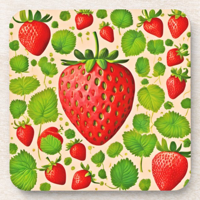 Strawberry Dadaist Artwork Getränkeuntersetzer (Vorderseite)