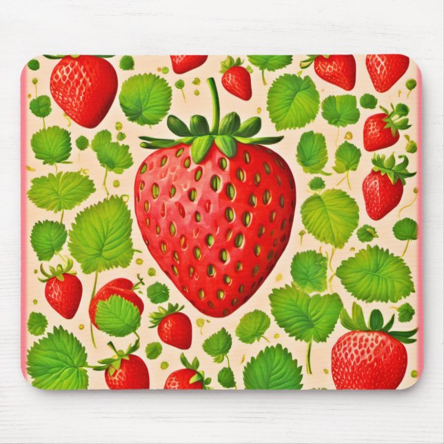 Strawberry Dadaist Artwork Mousepad (Vorne)