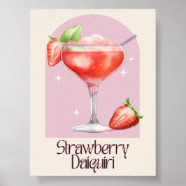 Strawberry Daiquiri Art Print | Bar Decor Poster