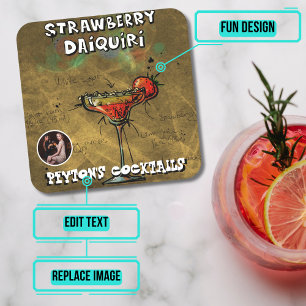 Strawberry Daiquiri Cocktail Party Rechteckiger Pappuntersetzer