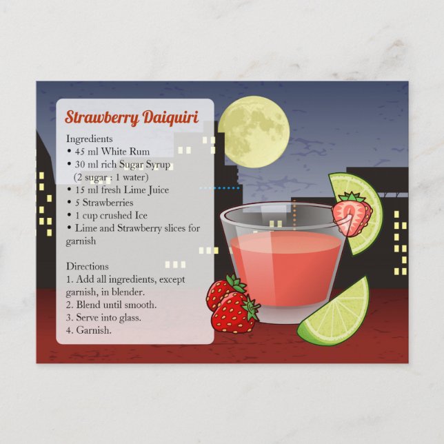 Strawberry Daiquiri Rezept Karte (Vorderseite)