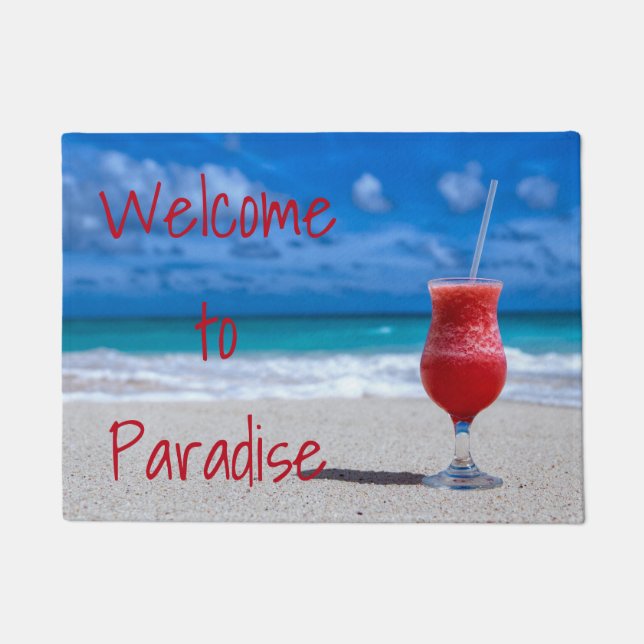 Strawberry Daiquiri Tropical Punch Caribbean Beach Fußmatte (Vorderseite)