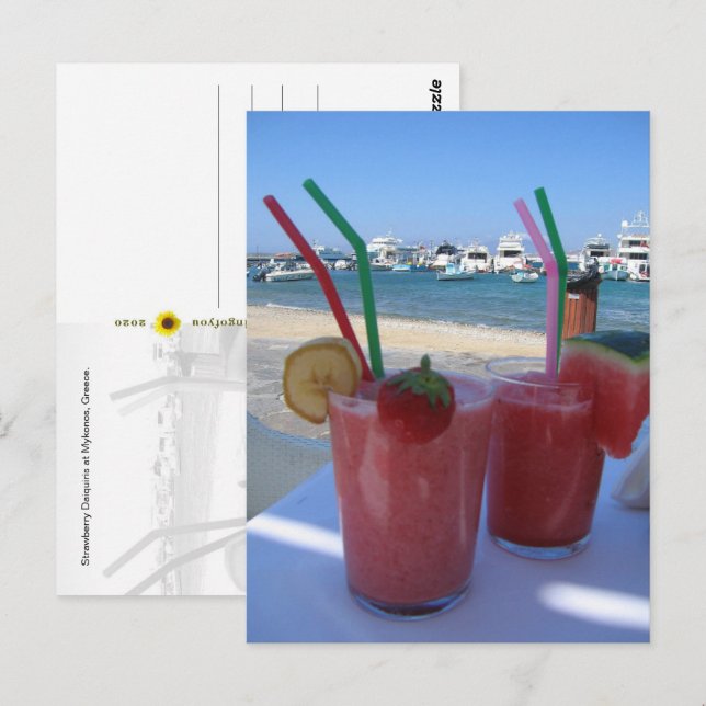 Strawberry Daiquiris, Mykonos, Griechenland - Postkarte (Vorne/Hinten)