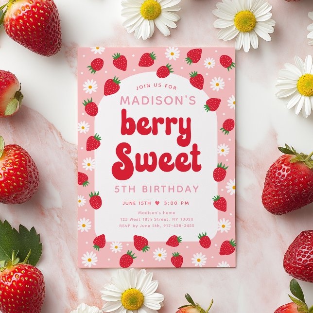 Strawberry Daisy Berry Sweet Birthday Einladung (Von Creator hochgeladen)