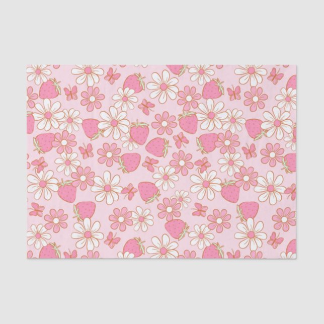 Strawberry Daisy Pattern Seidenpapier (Vorderseite)