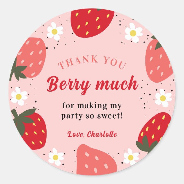 Strawberry danke Ihnen Berry Much Runder Aufkleber (Vorderseite)