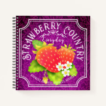 Strawberry Dark Lila Frame Notebook