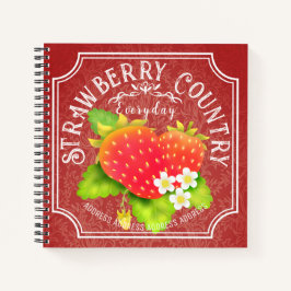 Strawberry Dark Red Frame Notebook Notizbuch