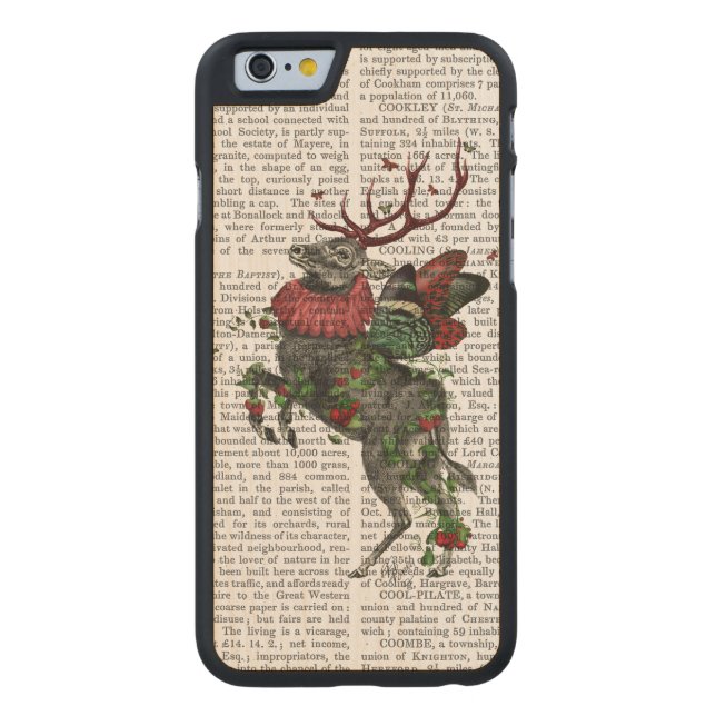 Strawberry Deer Carved Wood iPhone Hülle (Rückseite)