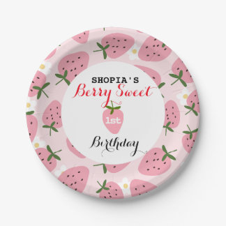 Strawberry Delight Erster Geburtstag Pappteller