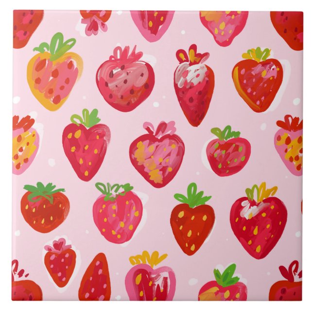 Strawberry Delight Pattern Fliese (Vorderseite)