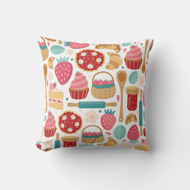 Strawberry Delight Pattern Kissen (Vorderseite)