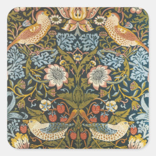 Strawberry Dives William Morris Antikes Muster Quadratischer Aufkleber