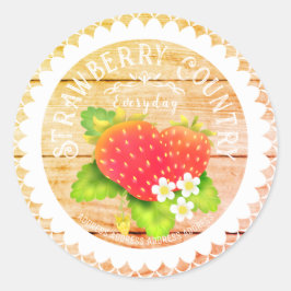 Strawberry Doilies Pine Runder Aufkleber