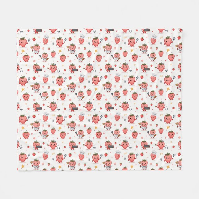 Strawberry Dream Fleece Blanket (Vorderseite (Horizontal))