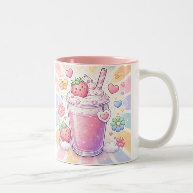 Strawberry Dreams Milkshake Zweifarbige Tasse (Rechts)