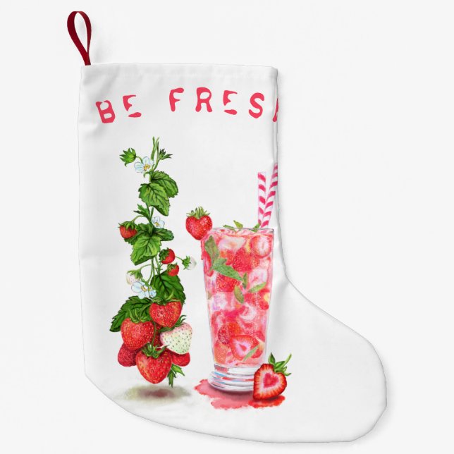 Strawberry Drink Weihnachtsweihnachtsweih Strumpf  Kleiner Weihnachtsstrumpf (Vorderseite)