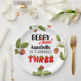 Strawberry Dritter Geburtstag Pappteller