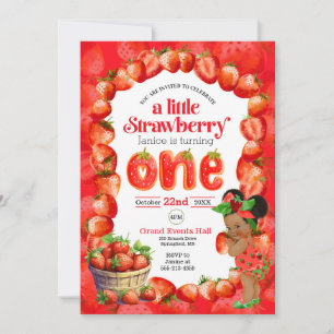 Strawberry Einladung zum ersten Geburtstag