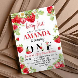 Strawberry Einladung zum ersten Geburtstag