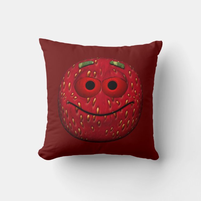Strawberry Emoticon Kissen (Vorderseite)