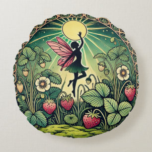 Strawberry Fairy Rundes Kissen