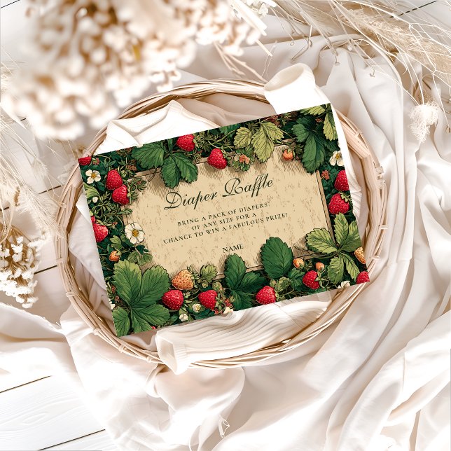Strawberry Fairytale Baby Shower Diapper Raffle  Begleitkarte (Von Creator hochgeladen)
