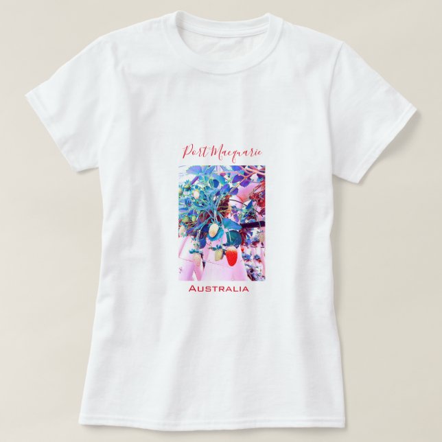 Strawberry farm Port Macquarie Australien T-Shirt (Design vorne)
