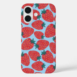 Strawberry Field Blue iPhone 16 Hülle