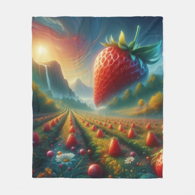Strawberry Field of Dreams Fleecedecke (Vorderseite)