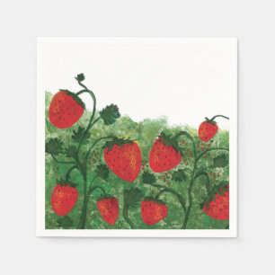 Strawberry Field Watercolor Illustration Serviette