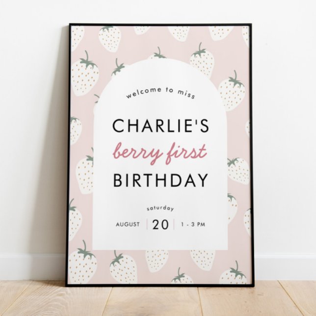 Strawberry Fields Berry First Birthday | Begrüßung Poster (Von Creator hochgeladen)
